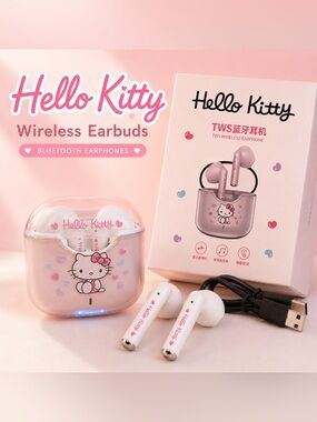 Hello Kitty Wireless Bluetooth Earbuds w/ Charging Case Kawaii